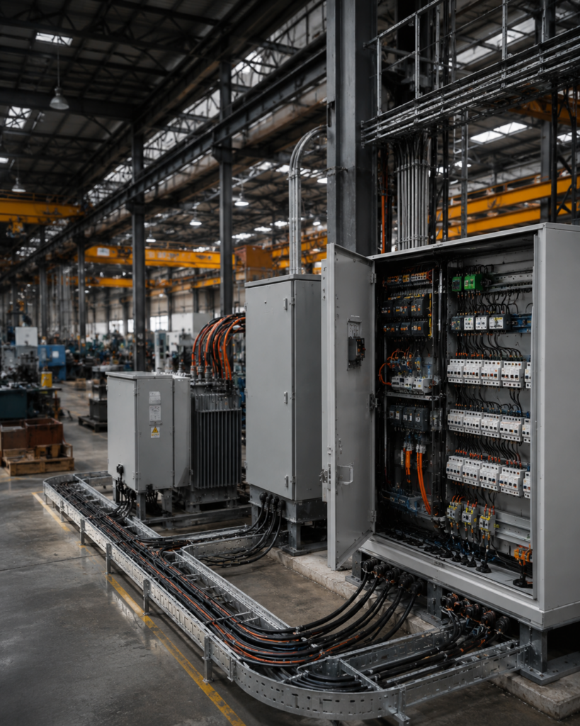 electricidad industrial, modernizacion de cuadros electricos, equipos de reactiva, electricidad para canteras, electricidad para plantas de aridos, automatizacion